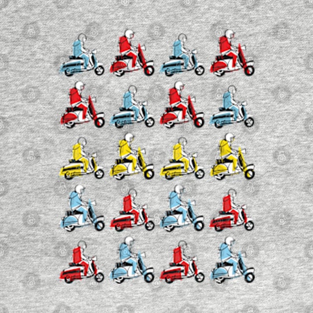 Retro Scooter, Classic Scooter, Scooterist, Scootering, Scooter Rider, Mod Art by Scooter Portraits